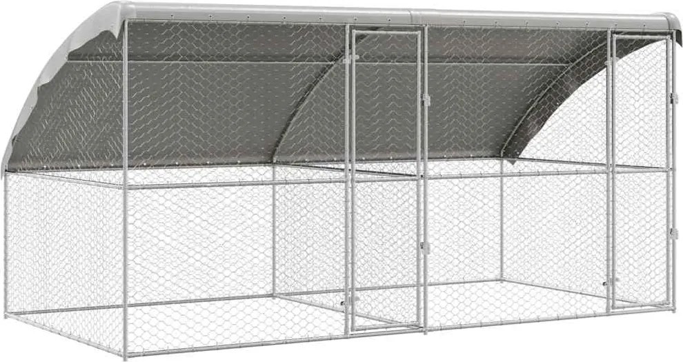 vidaXL Kutyaház tárolóval 2 pcs Ezüst 4 x 2 x 2 m Horganyzott acél