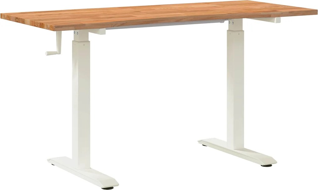 vidaXL Asztal Fehér és Világosbarna 140 x 60 cm Tömör Tölgyfa
