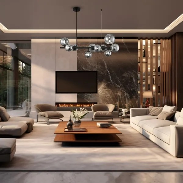 Csillár zsinóron MILA 10xG9/9W/230V fekete/szürke