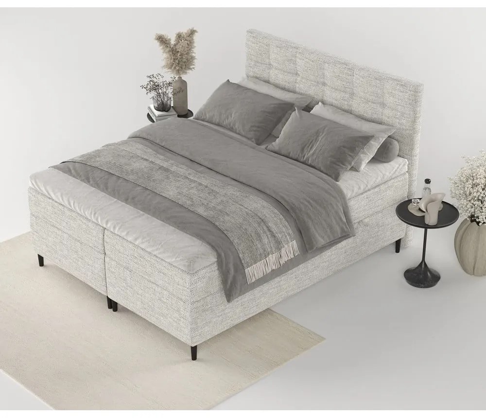Világosszürke ágyneműtartós boxspring ágy 140x200 cm Urbaneo – Maison de Rêve