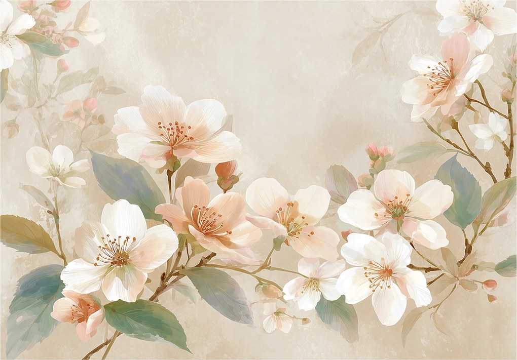 Fotótapéta Cseresznye Virágok Absztrakt Hálószoba Nappali Tapéta Flizelina 250x175