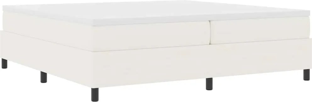 vidaXL Boxrugós ágy Krém és fehér 200 x 200 cm Bársonyos szövet
