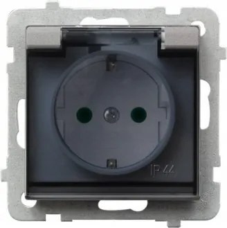 Ospel Sonata Vízálló Schuko Fali Aljzat IP44 Ezüst Matt GPH-1RSP/m/33/d