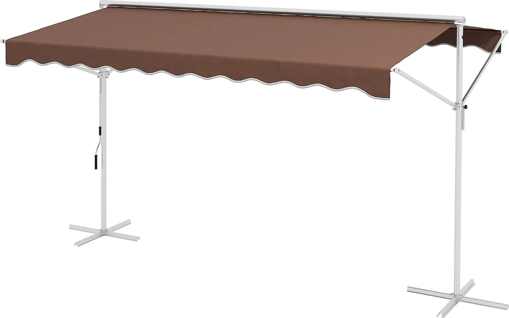 Outsunny Szabadon Álló Napernyő 4x3 m Kertipernyő Hajtható Karos Kivitel Napvédelem Teraszra Kávé | Aosom