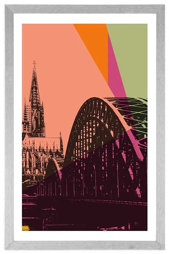 Poszter paszportuval Köln városdigitális illusztrációja