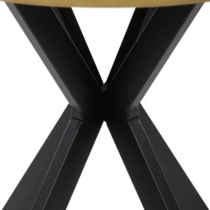 Masă rotundă de dining cu decor stejar. Dimensiuni: 80x75 cm. Blat din MDF, cadru metalic