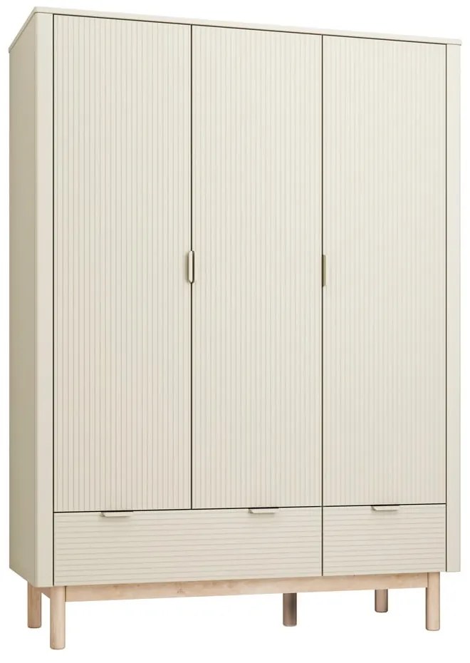 Krémszínű gyerek ruhásszekrény 144x52 cm Miloo – Pinio