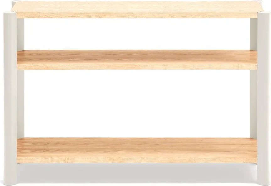 Krémszínű-világos natúr színű polcos állvány tölgyfa dekorral 126x84x43 cm Bona – Teulat