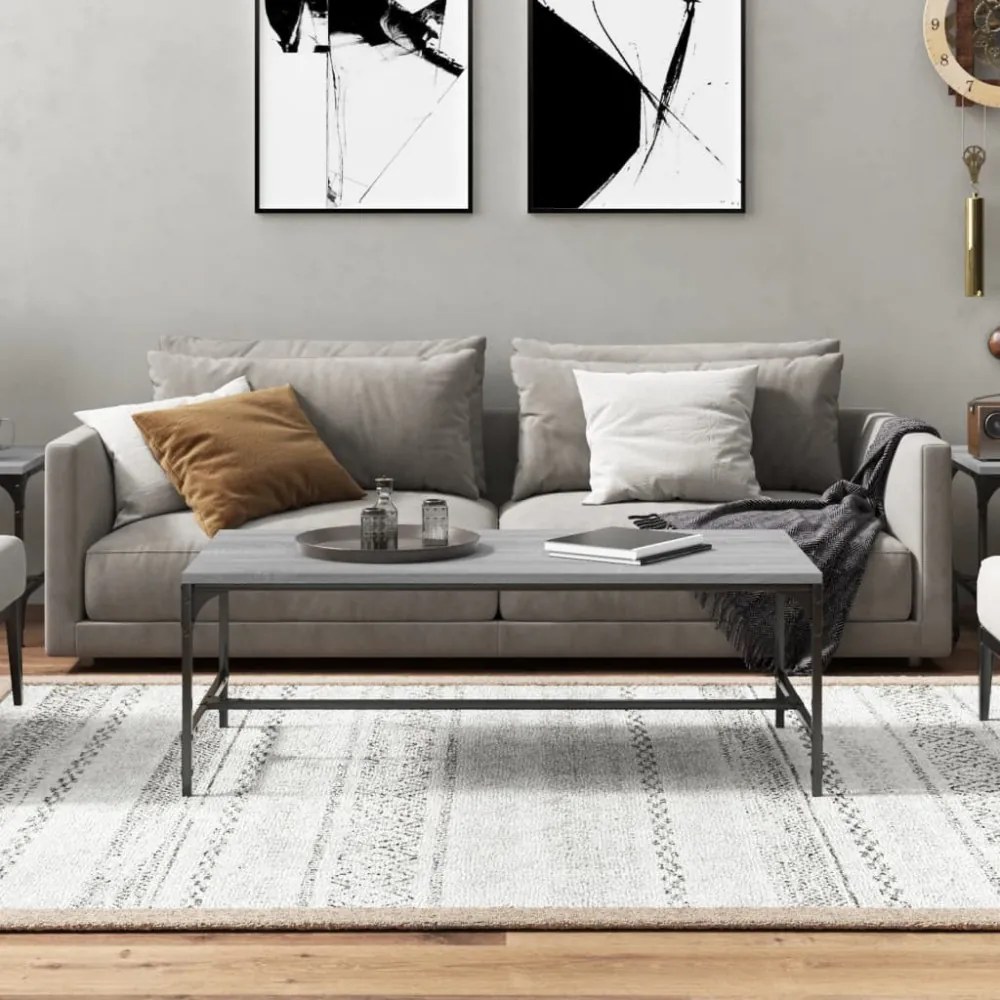 szürke sonoma szerelt fa dohányzóasztal 100 x 50 x 35 cm