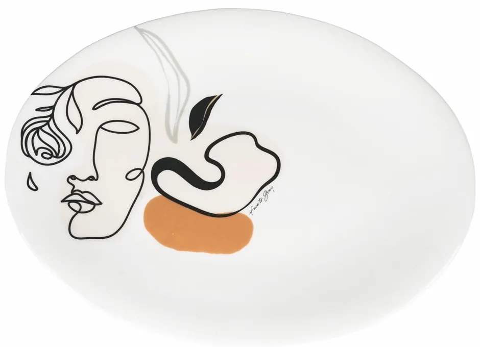 Face to Grey kerámia szervírozó tányér, 38 x 27,5 cm - VDE Tivoli 1996