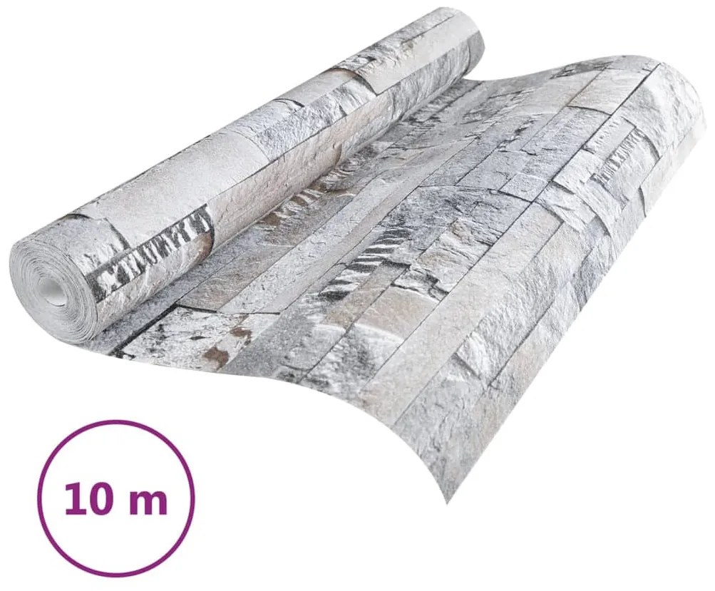 szürke és barna kőhatású nem szőtt 3D tapéta 10 x 0,53 m