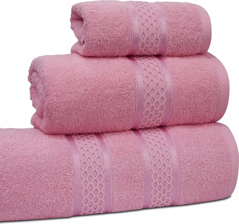 Frottírtörölköző és fürdőlepedő szett Odessa rózsaszín