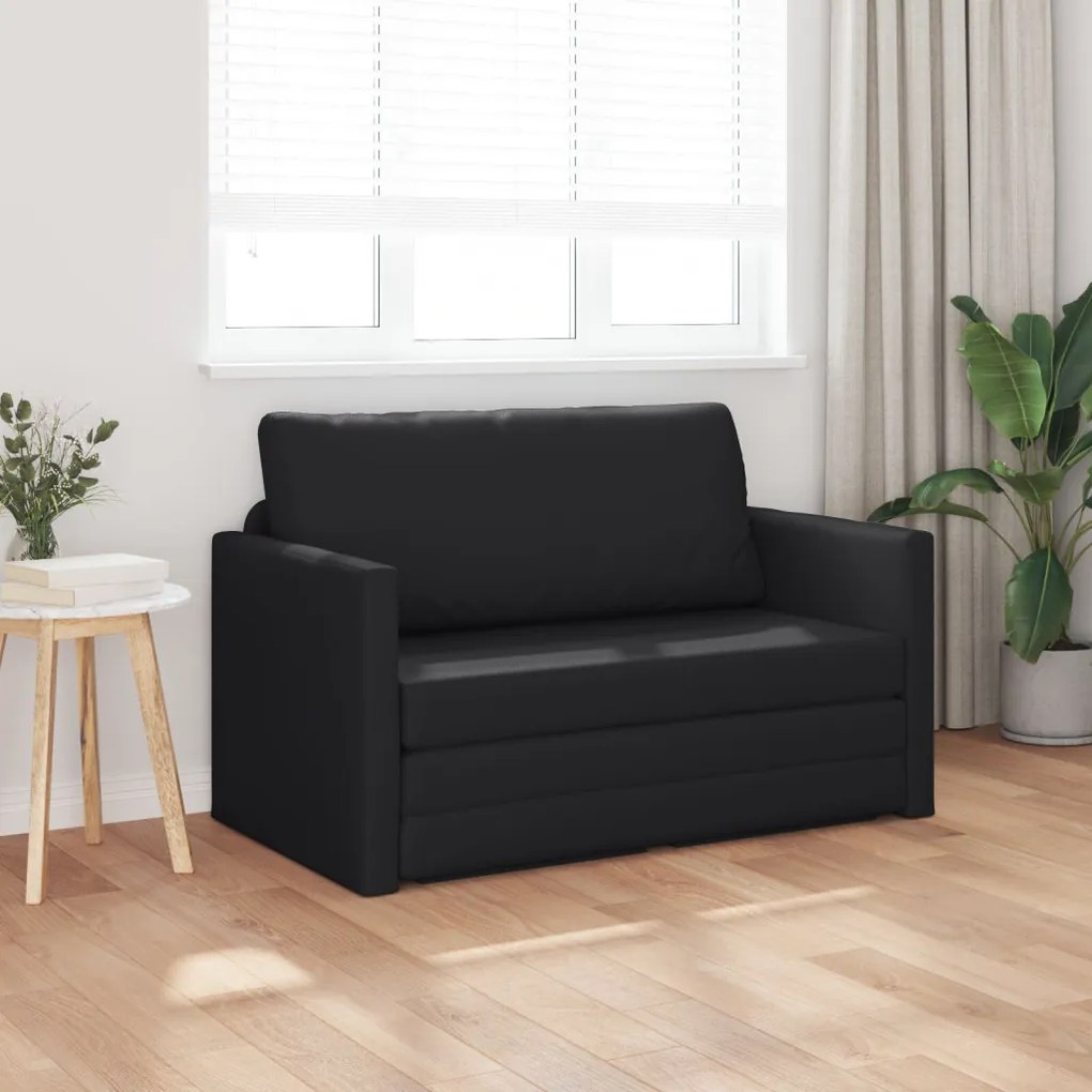 Földi kanapéágy 2 az 1-ben fekete 124x71x78 cm műbőr