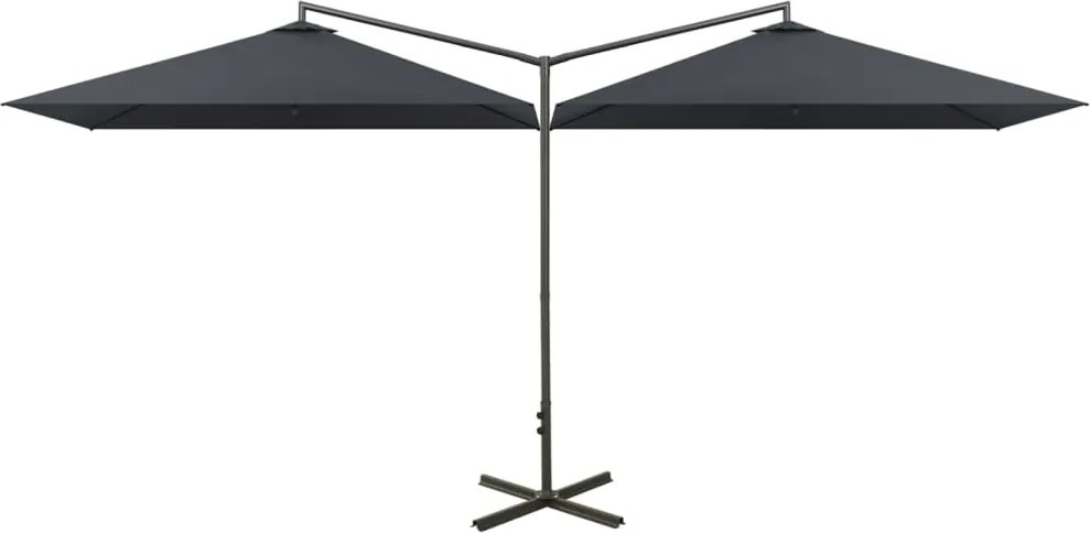 vidaXL antracitszürke dupla napernyő acélrúddal 600 x 300 cm