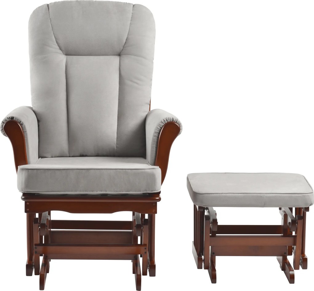 Hintaszék lábtartóval, dió/szürke, SAFORD