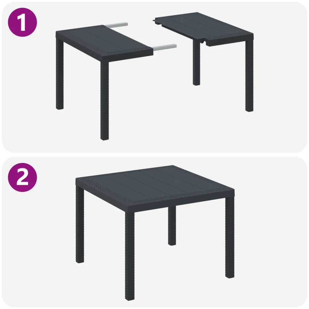 3 darabos kertie étkező szett párnákkal, antracit, poli rattan