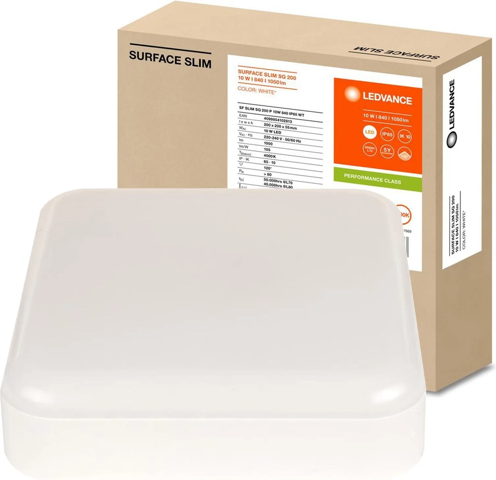 Led panel Mennyezeti lámpatest 10W 1050lm 4000K Falra szerelhető Fehér 20x20cm