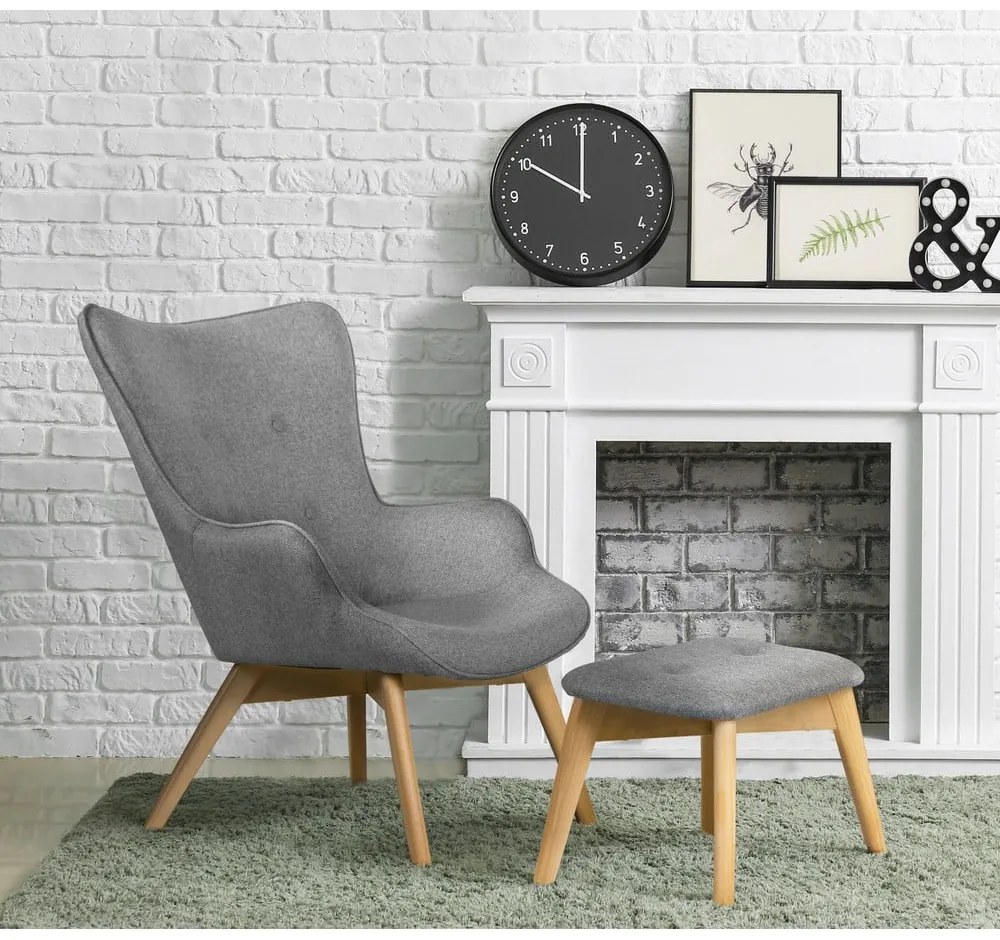 Szürke fotel lábtartóval Niko – Ropez