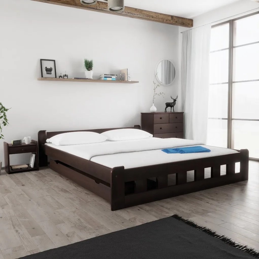 Naomi magasított ágy 180x200 cm, diófa Ágyrács: Léces ágyrács, Matrac: Sommera 18 cm matrac