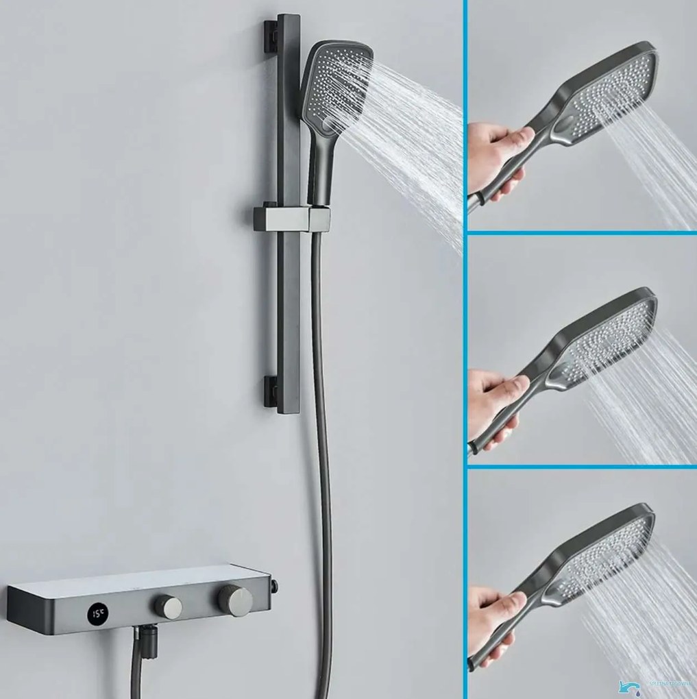 Termosztátos fali kádcsaptelep ELITE EDITION BBT1429 LED-kijelzővel és több vízsugaras kézizuhannyal, több színben