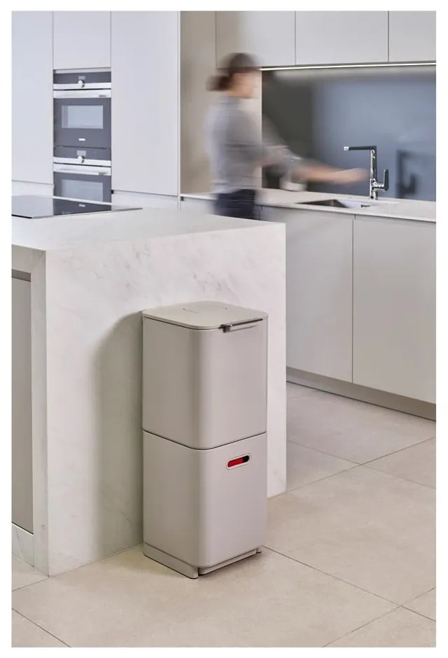 Totem Compact háromrekeszes krémfehér szelektív szemetes, 40 l - Joseph Joseph