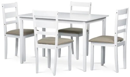 Autronic Étkezőgarnitúra 4 székkel 120x75 cm tömörfa fehér AUT-6070 WT