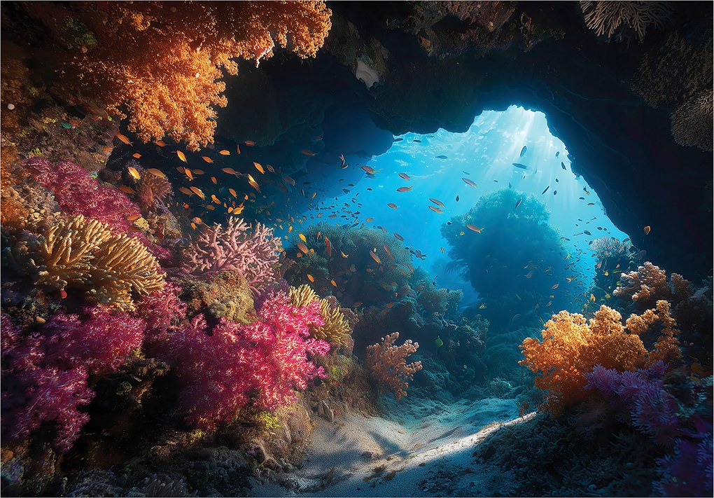 Fotótapéta Óceán Barlang 3D Zátony Hálószoba Nappali Tapéta Flizelina 400x280