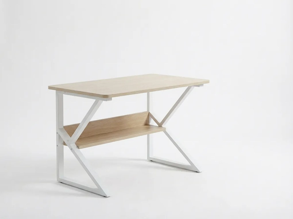 Íróasztal polccal SHAPE 80x40 cm, fehér/dub sonoma