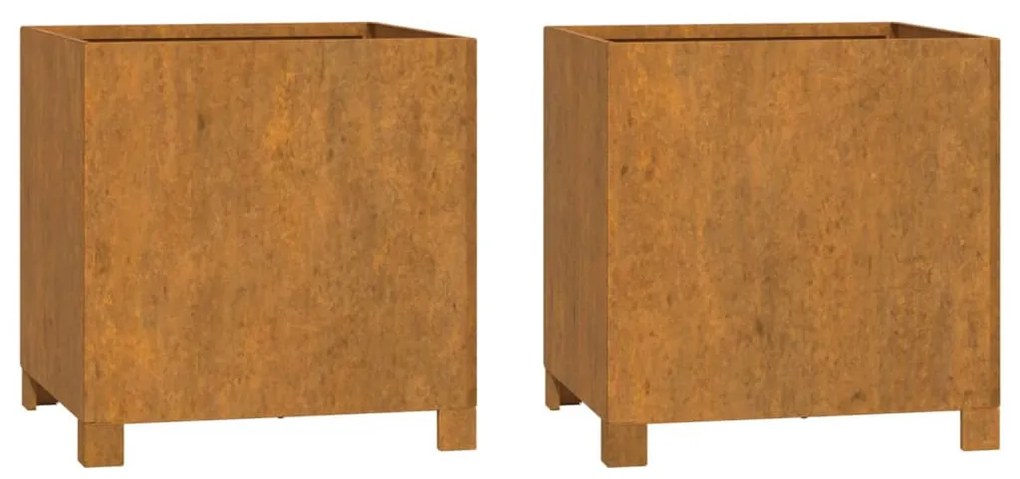 2 db rozsda színű corten acél növénytartó lábbal 42x40x43 cm