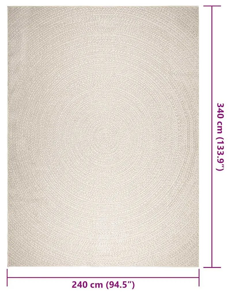 ZIZUR krém juta hatású beltéri és kültéri szőnyeg 240x340 cm