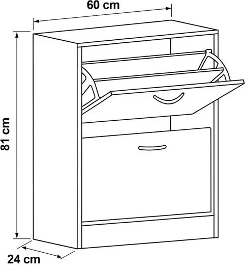 Cipőtartó (cipősszekrény), MDF, barna, ABO-G1014 OAK Belföldi Raktárról