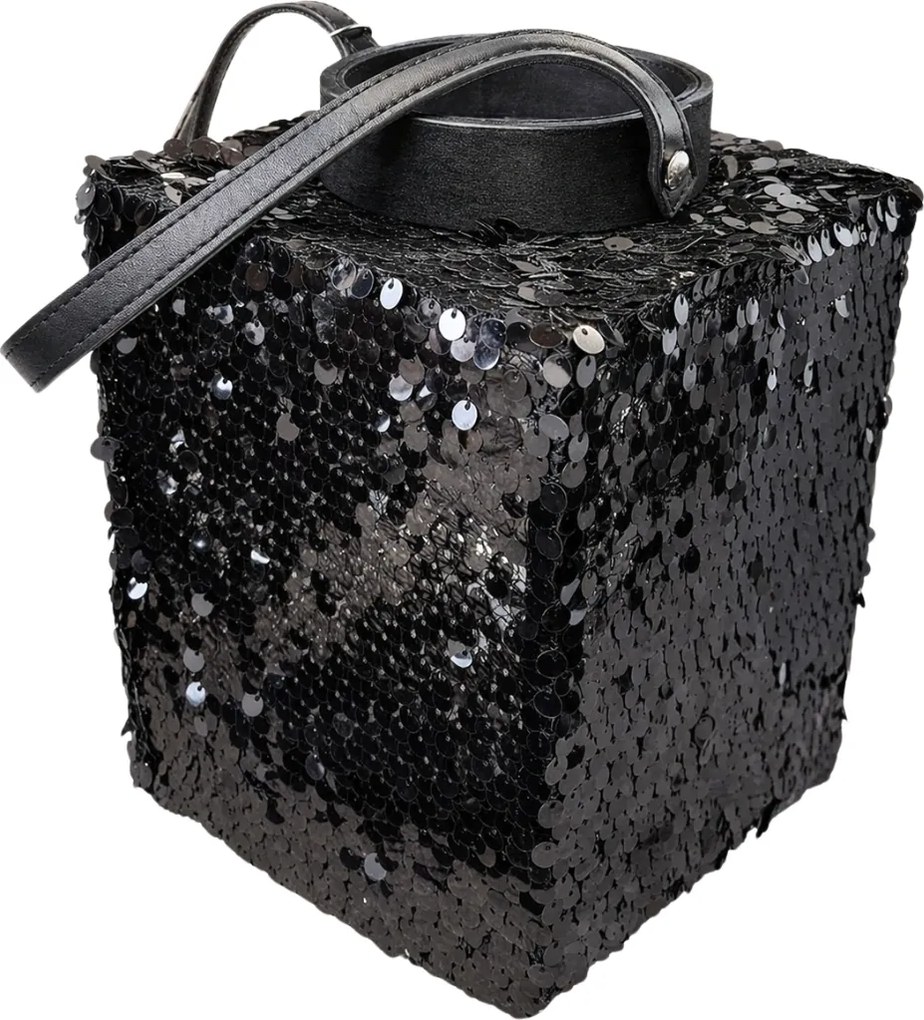 Lámpás flitterekkel LOFTY GLAM 27 cm, fekete