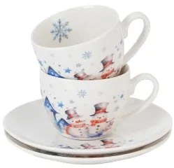 Karácsonyi hóemberes porcelán kávés csésze 2 személyes díszdobozban Snowman