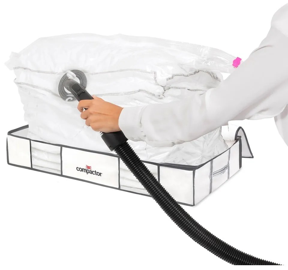 XLarge Underbed Life 2 db fehér ágy alatti tárolódoboz vákuumos huzattal, 105 x 15,5 cm - Compactor