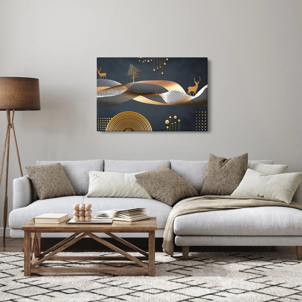 Kép - Grafika szarvassal (90x60 cm)