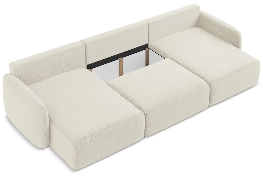 Krémszínű kinyitható-tárolóhelyes sarokkanapé Kalena – Makamii