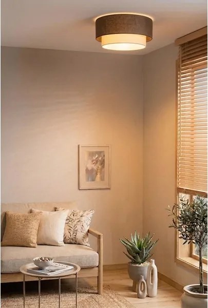 BRILAGI - LED mennyezeti lámpa BOHO ECO 1xE27/10W/230V, Ø 40 cm, barna/krémszínű