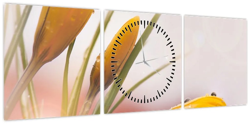 Kép - Tavaszi virágok (órával) (90x30 cm)