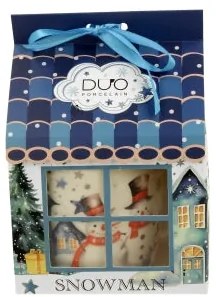 Karácsonyi hóemberes porcelán bögre házikó díszcsomagolásban Snowman