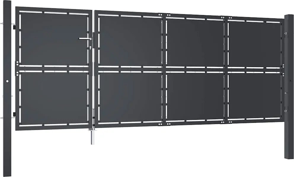 vidaXL antracit színű acél kerti kapu 350 x 125 cm