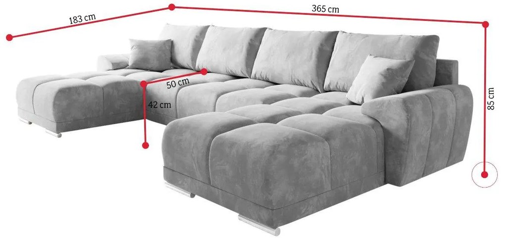 BEGIMIR U ágyazható sarok ülőgarnitúra, 365x85x183, monolith 77