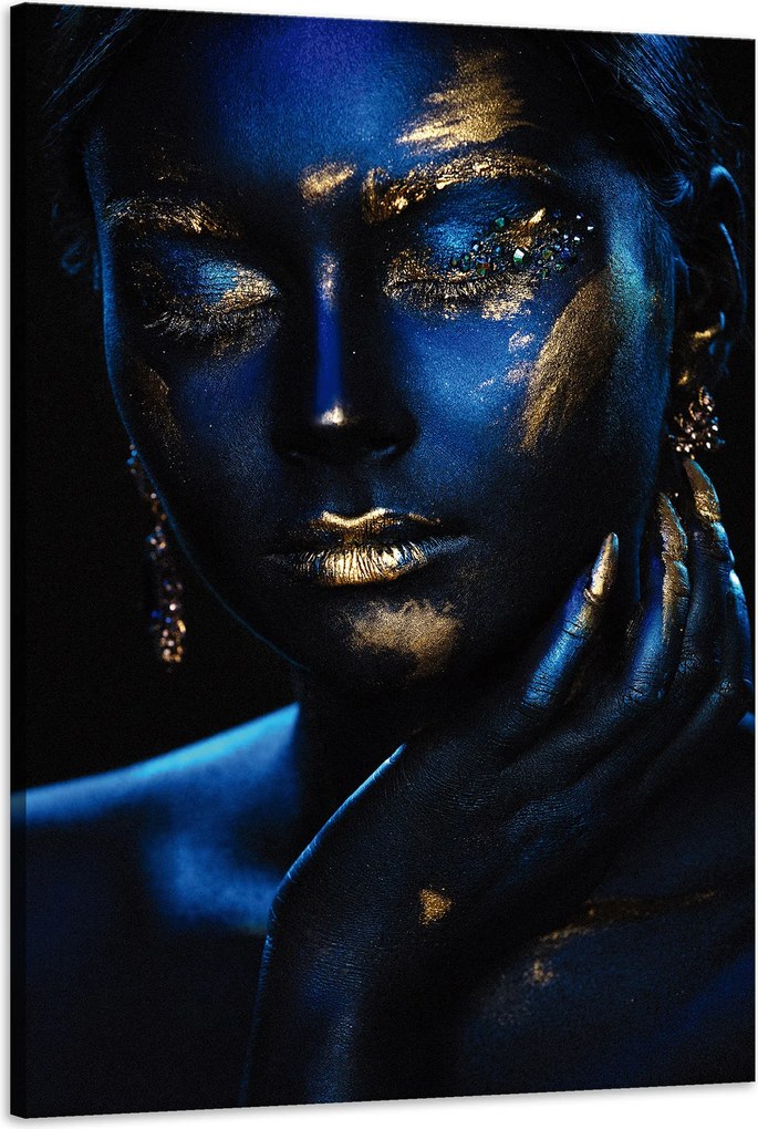 Vászonkép Elmélkedő Nő Arany ékszerek 60x90 cm