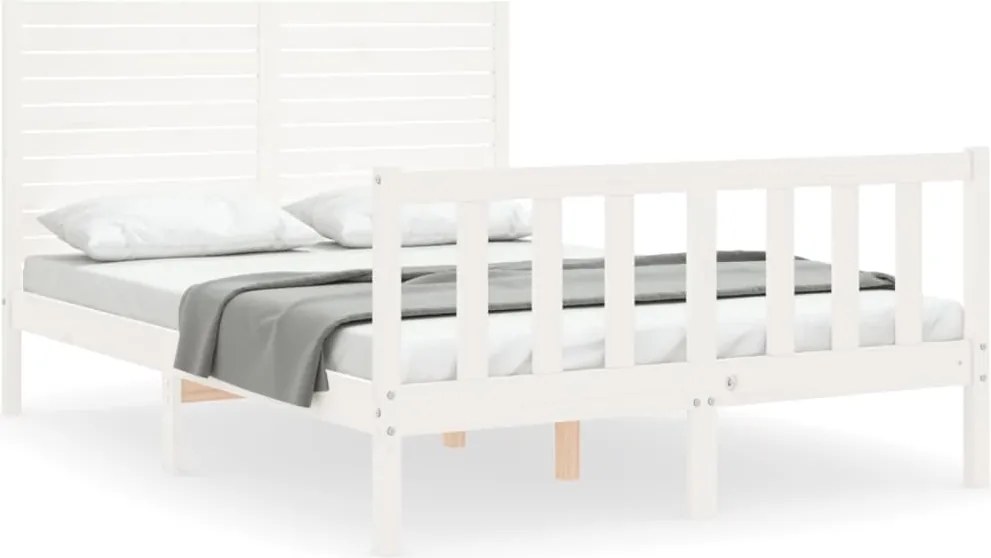 vidaXL fehér tömör fenyőfa ágy matrac nélkül 140x190 cm