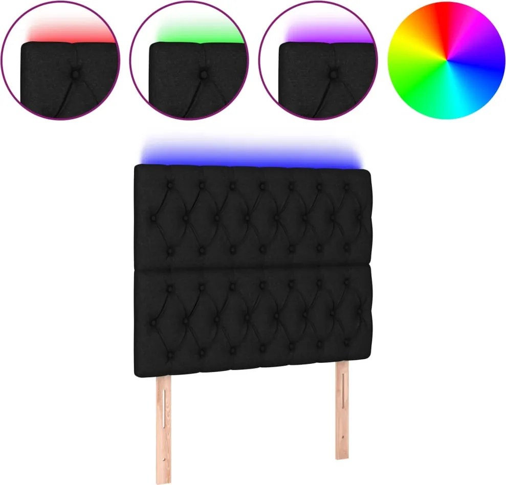 vidaXL fekete szövet LED-es fejtámla 100x7x118/128 cm