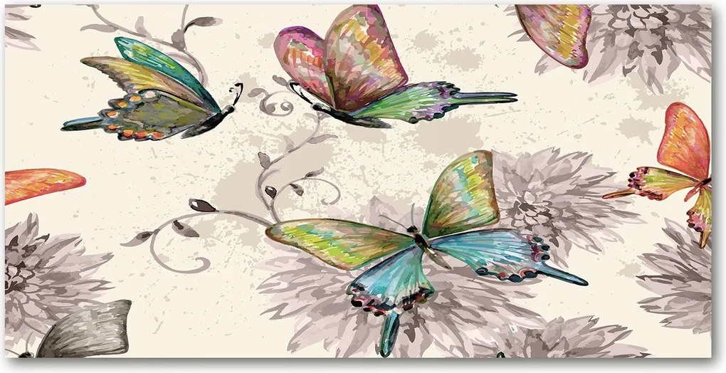Fotótapéta üvegfalra Pillangók és virágok 140x70