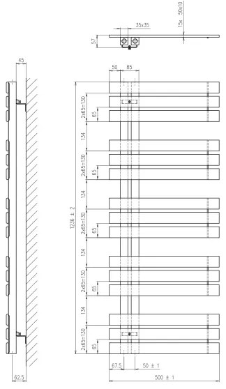 Sapho - Fürdőszobai radiátor SILVANA 561W 50x124 cm bézs