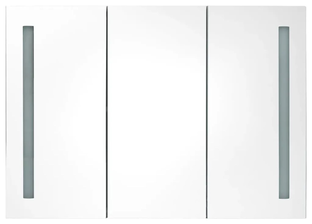 fényes szürke fürdőszobaszekrény LED világítással 89x14x62 cm