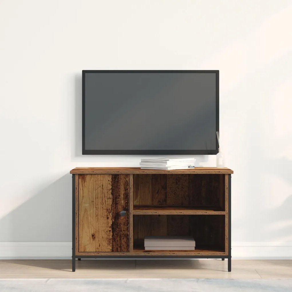 TV Szekrény Régi Fa 80x40x50 cm Mérnöki Fa és Acél