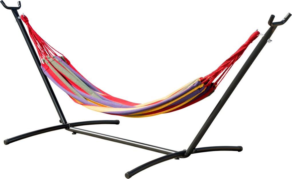 Outsunny Hintaágy Acél Állvánnyal – Hordozható Kerti Hintaágy 6 Állítható Magassággal és Hordtáskával – Terepi Terhelhetőség 120 kg 200x150 cm Tarkar