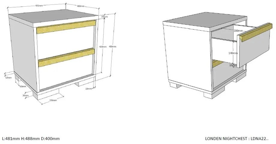 Fehér gyerek éjjeliszekrény London – Vipack